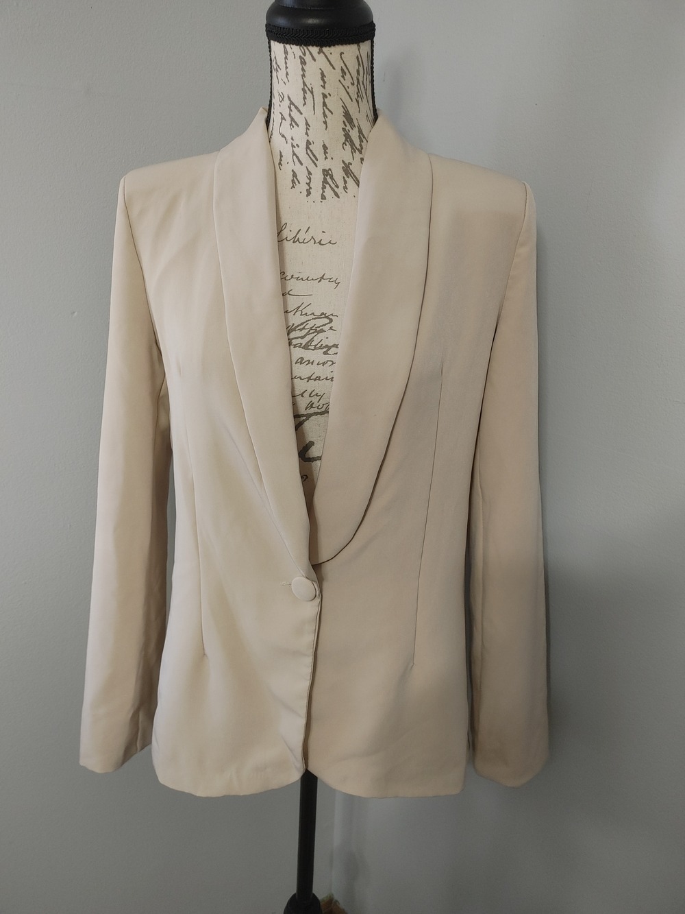 Copperose Paris Italian Made Elegant Beige Collar Blazer Jacket L *spot*